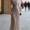 Odette | Draped Maxi Dress with Ruched Round Neckline