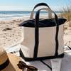 Canvas Beach Tote Bag – Zip Tote for Women