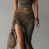 Elena | Bold One-Shoulder Printed Maxi Dress with Ruffled Slit