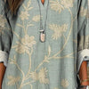Women's Vintage Lovely Floral Art Print Casual Linen V-neck Shirt