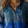 Elegant Paisley Pattern Printed Women's Casual Long Sleeve Comfortable Cotton Shirt