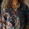 Women's Paisley Colorful Art Print Casual Long Sleeve Comfortable Cotton Shirt