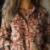 Women's Vintage Ethnic Flower Print Casual Long Sleeve Comfortable Cotton Shirt