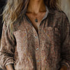 Women's Vintage Art Print Casual Long Sleeve Comfortable Cotton Shirt