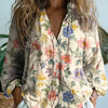 Women's Lovely Floral Art Print Casual Long Sleeve Comfortable Cotton Shirt