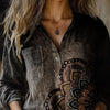 Women's Vintage Print Casual Long Sleeve Comfortable Cotton Shirt
