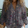 Women's  Retro Floral Art Print Casual Long Sleeve Comfortable Cotton Shirt