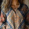 Vintage Floral Art Print Casual Long Sleeve Cotton Shirt