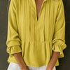 Women's Solid Color Cotton And Linen Pleated Top