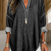 Women's V-neck Long-sleeved Casual Loose Denim Top