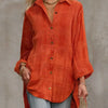 Women's  Plaid Shirt Collar Long Sleeve Casual Loose Velvet Top